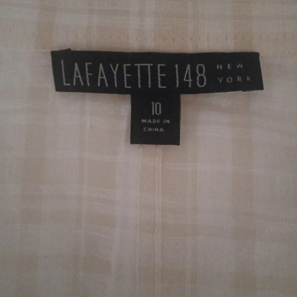 Lafayette 148 Muted Plaid Button Front Linen Blend Camp Style Shirt Size 10 - Picture 6 of 7